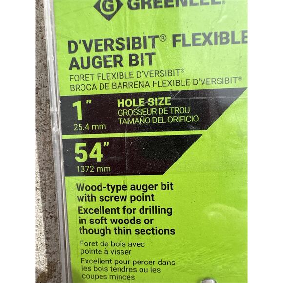 Greenlee 16-04-54A D'versibit Flexible Auger Drill Bit 1” x 54” Wood Type {GG} - Picture 4 of 10